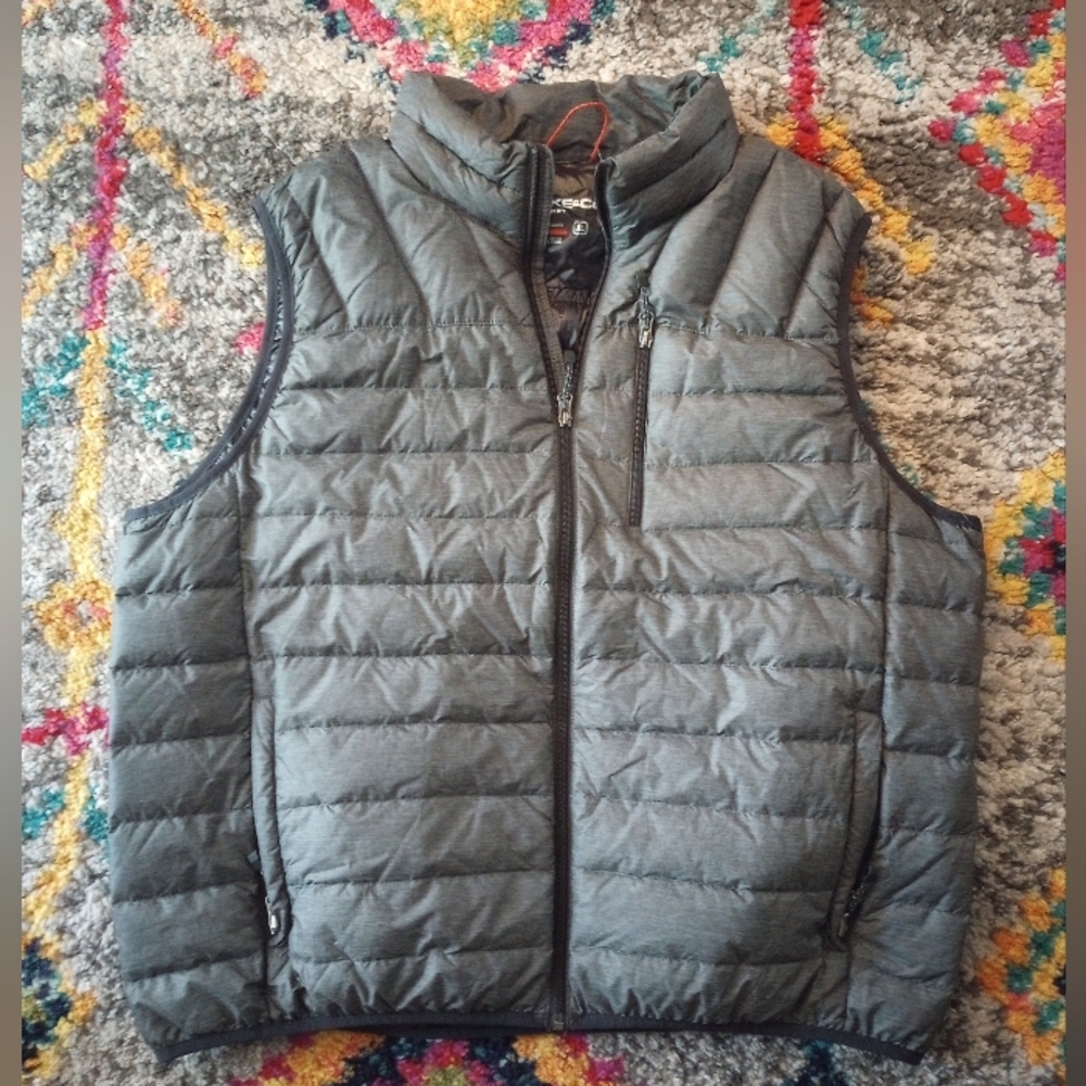 HAWKE & CO Zip Up Vest In grey Size XL 80% Duck Down
